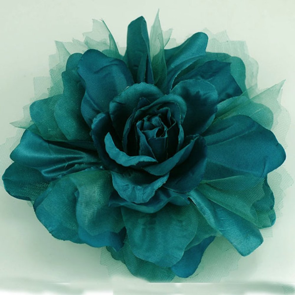 5-1/2" Large Handmade Fabric Flower -Teal